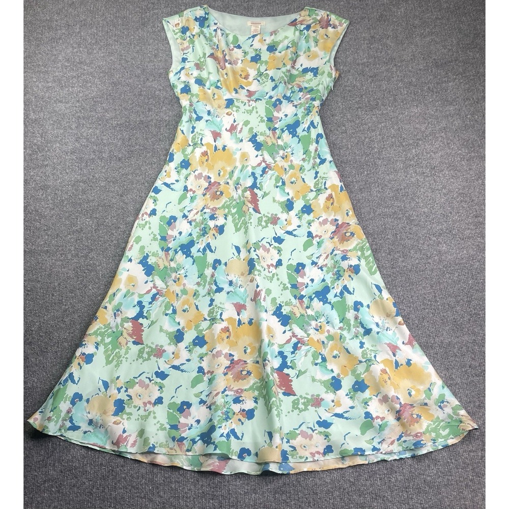 Sundance Maxi Dress Women's P4 100% Silk Floral Cap Sleeve A Line‎ Zip Lateral
